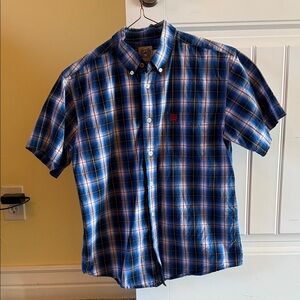 Cinch Blue and White Plaid Button-Down Shirt